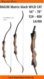Recurve Anfängerbogen Ragim BLACK WILD CAT Plus Junior 54, 58 Zoll 14 - 30 lbs