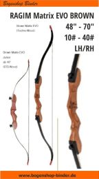 Recurve Anfängerbogen Ragim MATRIX BROWN EVO Junior 48, 54, 58 Zoll 10 - 30 lbs